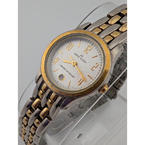Anne Klein Watch Women 25mm Case Silver & Gold 6.75" Band 10/7449‎ New Battery - Picture 2 of 6